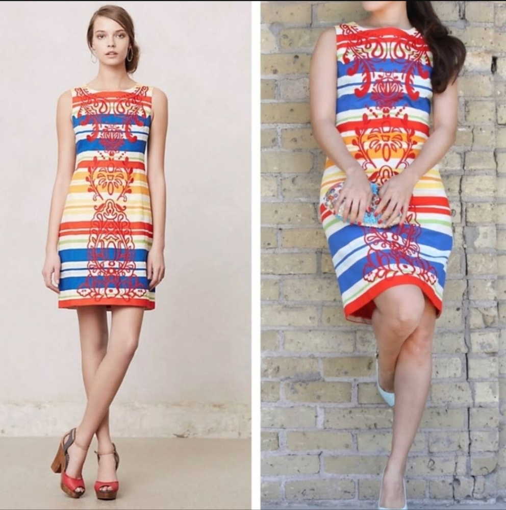 Anthropologie Tabitha Embroidered Totem Shift Dress Size 4